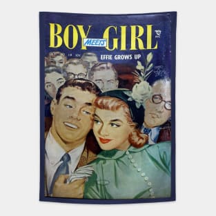 Vintage Romance Comic Book Cover - Boy Meets Girl Tapestry