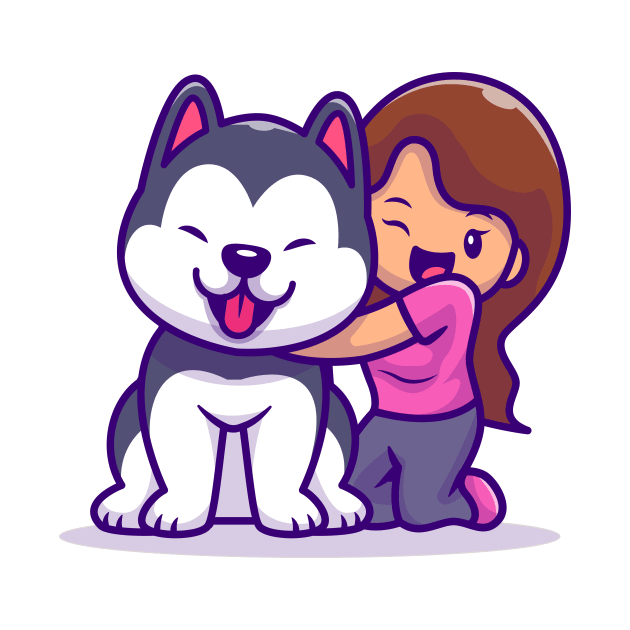 Cute Girl With Husky Dog by Catalyst Labs