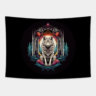 Wolf In Circle Tapestry