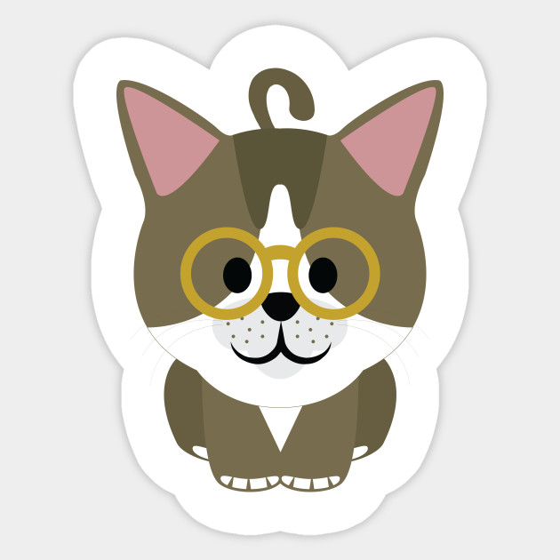 Stray Cat Emoji Noob Nerd Glasses Kitten Sticker Teepublic