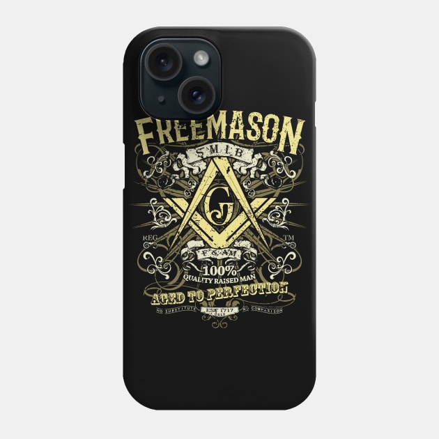 Aged Perfection Square & Compass Masonic Freemason Phone Case by Master Mason Made