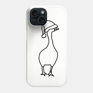 Goose Wearing Stolen Christmas Santa Hat Minimal Line Drawing Phone Case