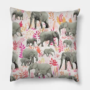 Sweet Elephants in Pink, Orange and Cream Pillow