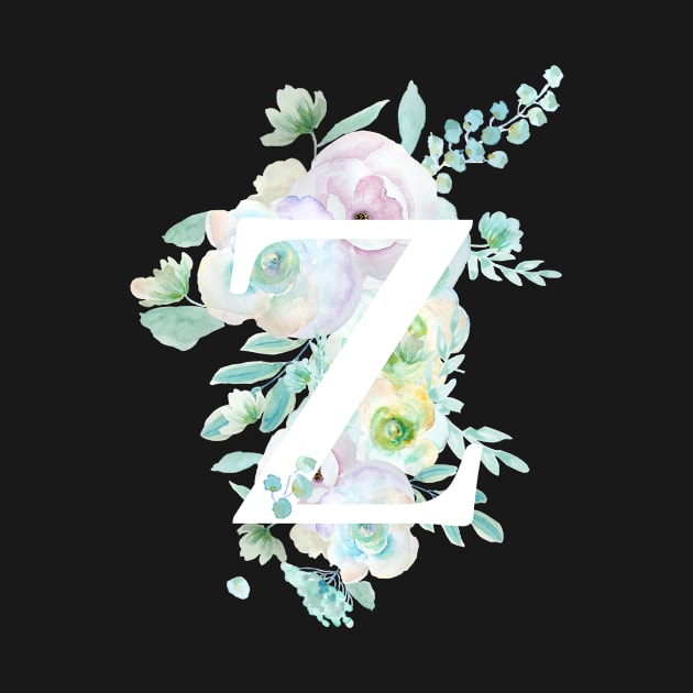 Botanical alphabet Z green and purple flowers by colorandcolor