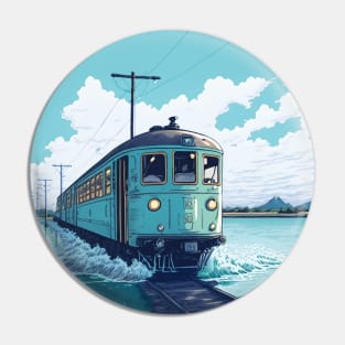 Retro Anime Style Old Japanese Train Pin