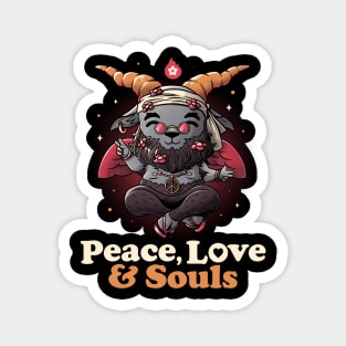 Peace, Love And Souls - Creepy Cute Baphomet Gift Magnet