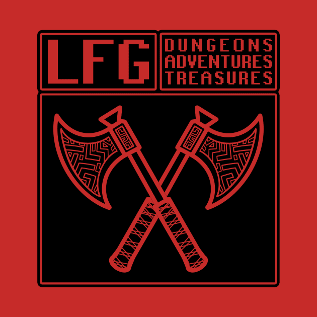 LFG Looking For Group Fighter Class Dual Axes Dungeon Tabletop RPG TTRPG by GraviTeeGraphics