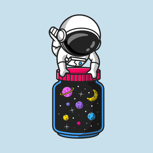 Cute Astronaut with Jar of Galaxy Space Cartoon by Catalyst Labs