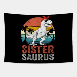 Sistersaurus T Rex Dinosaur Sister Saurus Family Matching Tapestry