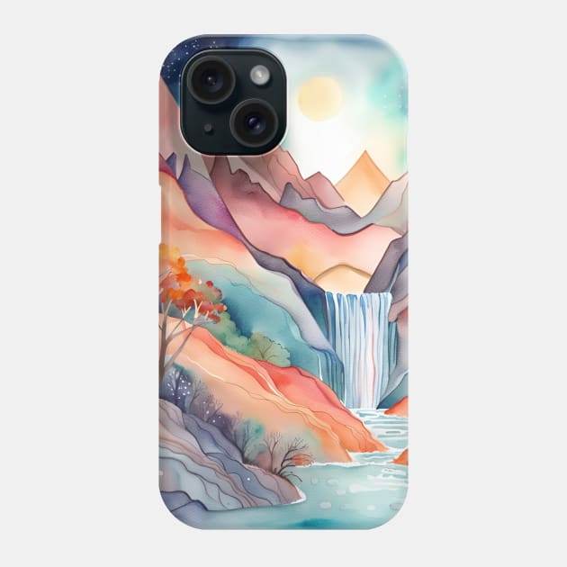 Watercolor Waterfall Phone Case by SmartPufferFish