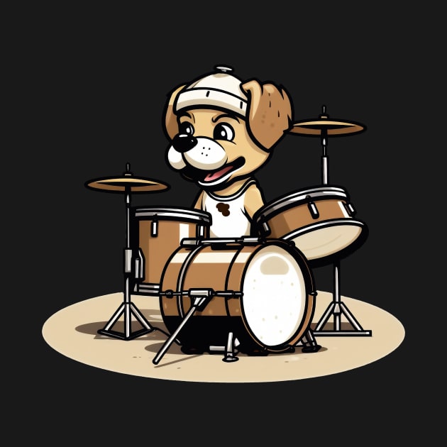 dog playing drums by javierparra