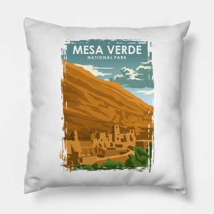 Mesa Verde National Park Vintage Travel Poster Pillow