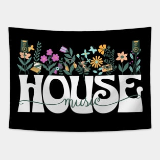 HOUSE MUSIC  - Beats In Bloom (white/green/purple) Tapestry