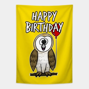 Happy Birthday Owl Doodle Tapestry