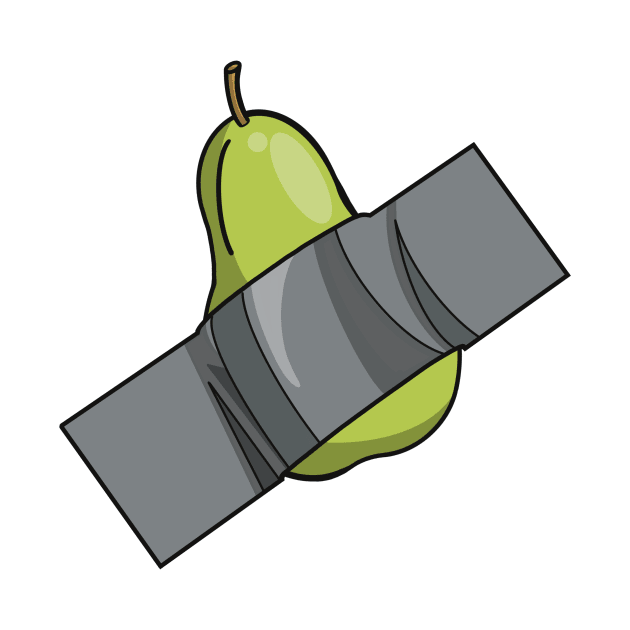 A green pear stuck on with some duct tape by Fruit Tee