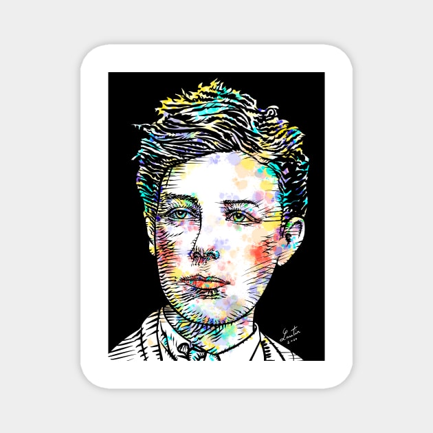 ARTHUR RIMBAUD watercolor and ink portrait Magnet by lautir