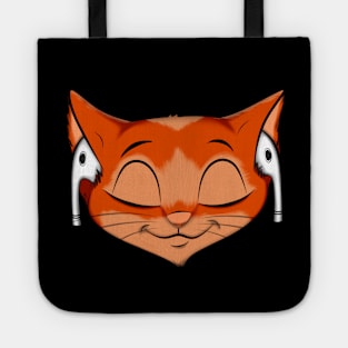 Cat with Bluetooth headphones listening to music Tote