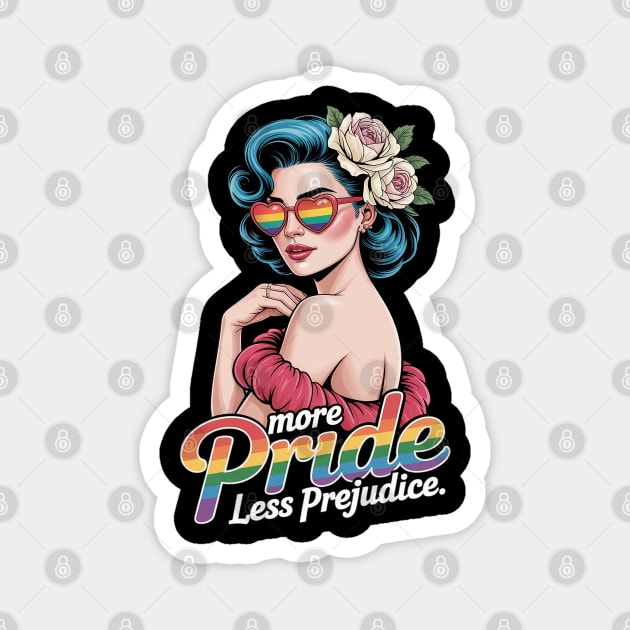 More Pride Less Prejudice Pride Month LGBTQ Magnet by Ink Lines