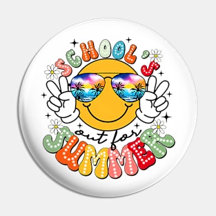 School's Out For Summer Cute Smile Face Last-Day Of School Pin