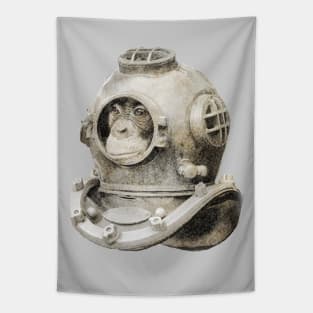 Scuba Diving Ape Tapestry