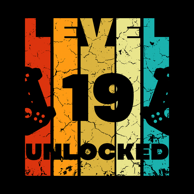 Level 19 Unlocked Retro Funny Video Game 19th Birthday by Inkwork Otherworlds