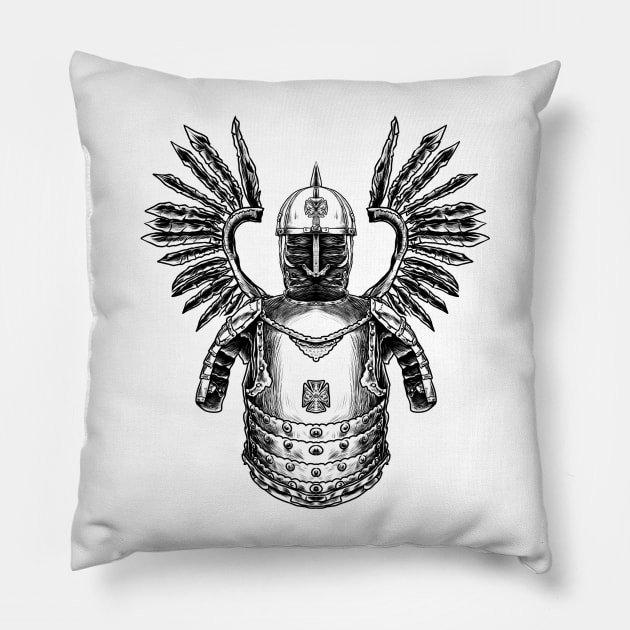 Polish Winged Hussar Armor - Unleash the Warrior Within Pillow by Holymayo Tee