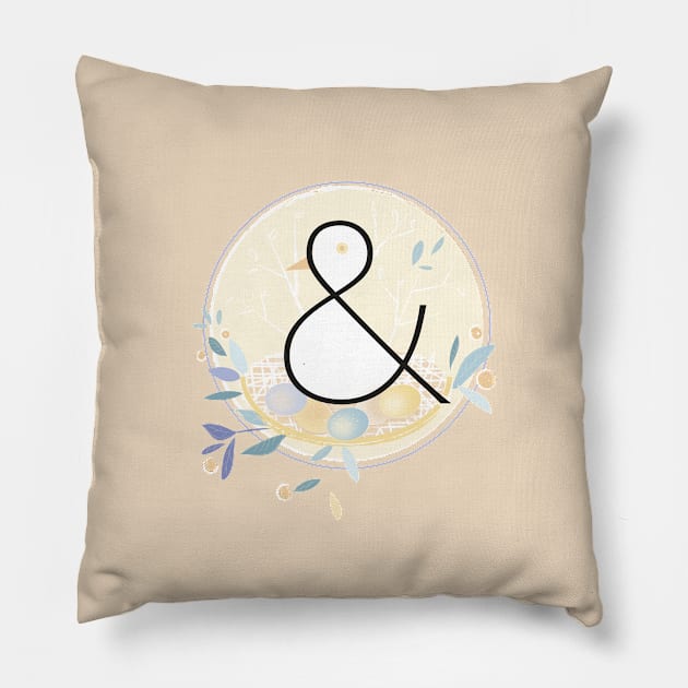 Bird ampersand Pillow by Slownessi