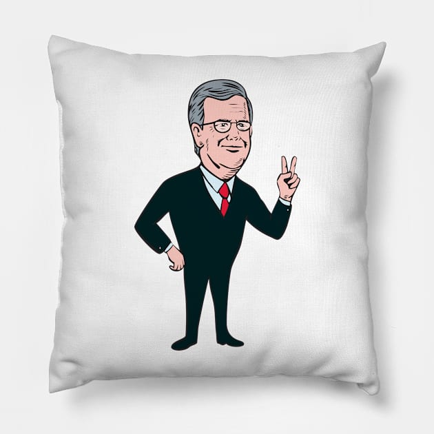 Jeb Bush Republican Candidate 2016 Cartoon Pillow by retrovectors