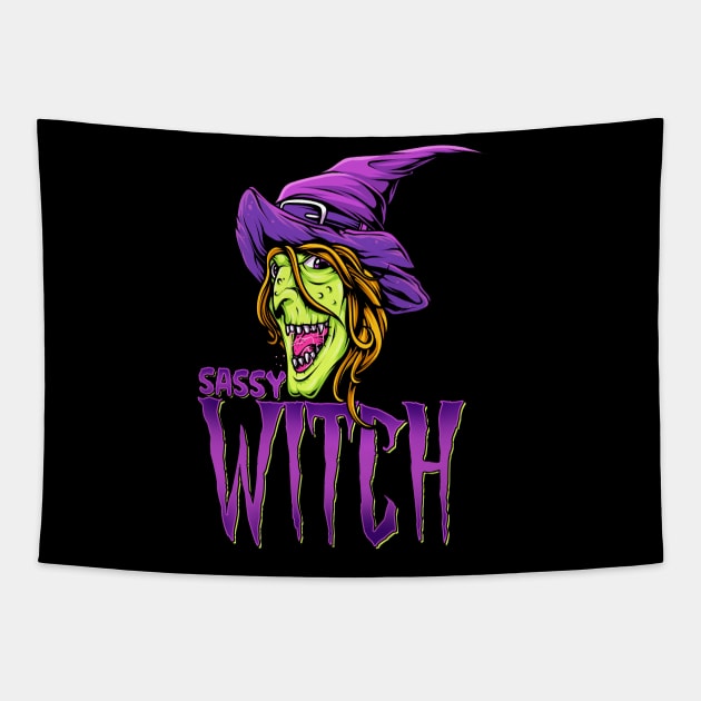 Sassy Witch Halloween Costume Gift Matching Group Costume Tapestry by Proficient Tees