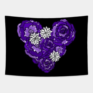 Purple Heart of Roses and Daisies Tapestry