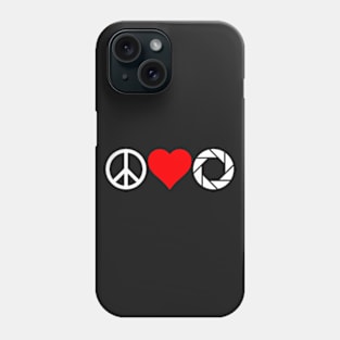 peace love aperture (white) Phone Case