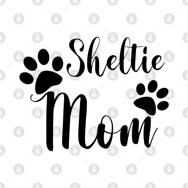 Sheltie Mom Black and White Graphic Design by AdrianaHolmesArt