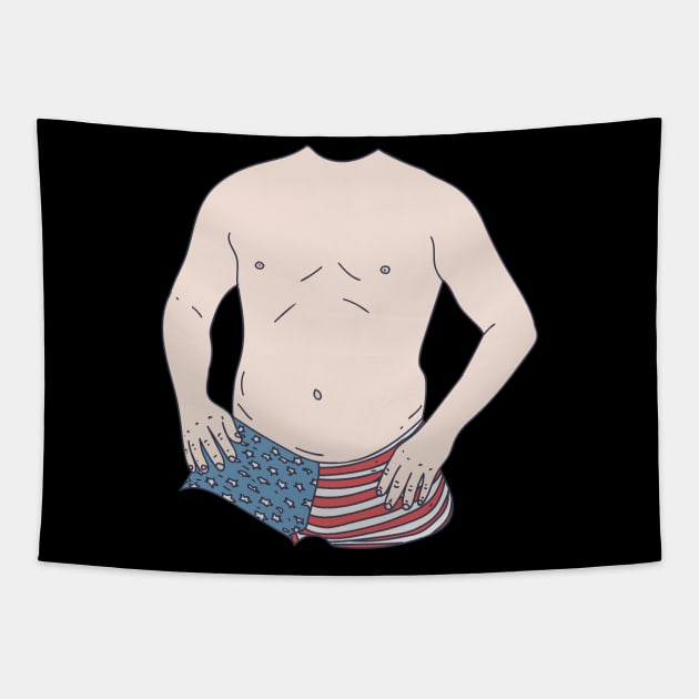 Dad Bod - American Paunch - Shirtless Gut Tapestry by DeWinnes