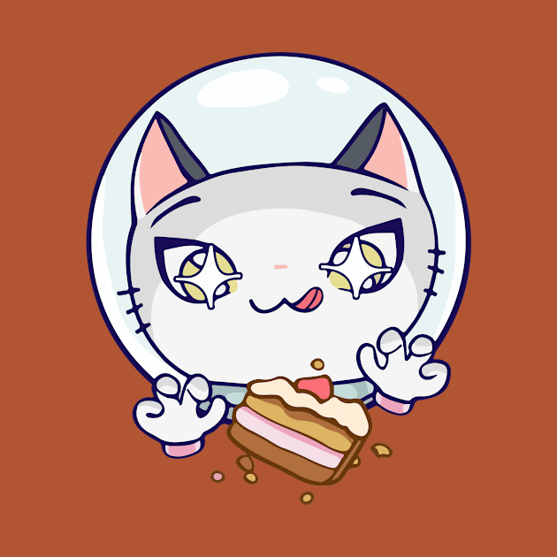 Space Cat and cake by Kurocha