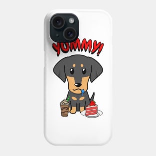 Cute dachshund dog is having coffee and cake Phone Case