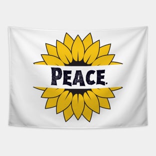 Peace Love Sunflower Typography in Nature Tapestry