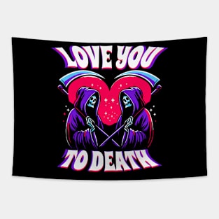 Love you to Death Grim Reaper Couple Tapestry