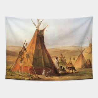 Teepees on the Plain by Karl Bodmer Tapestry