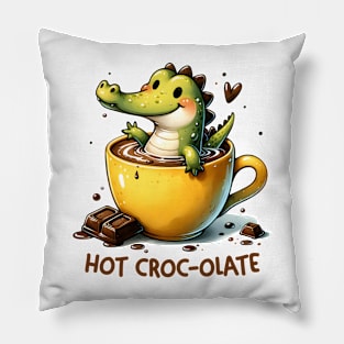 Crocodile hot chocolate Funny Quote Hilarious Animal Food Pun Sayings Humor Gift Pillow