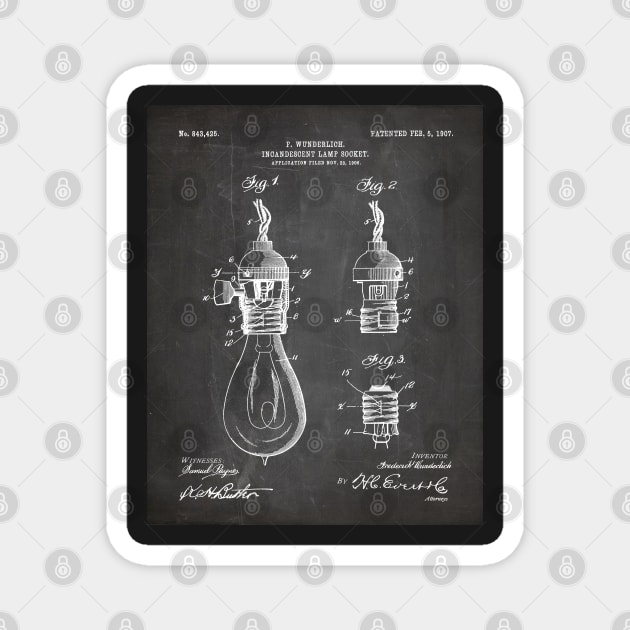 Light Bulb Patent - Designer Industrial Design Art - Black Chalkboard Magnet by patentpress