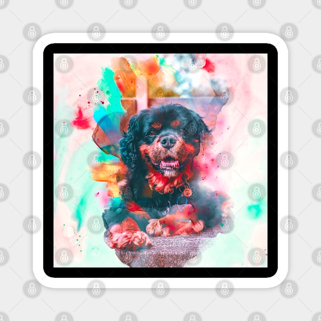 Cavalier King Charles Spaniel Illustration Magnet by TheVintageChaosCo.