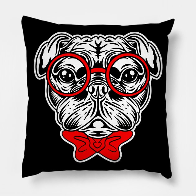 cute pug dog Pillow by sharukhdesign