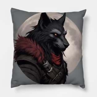 werewolf fantasy art red Pillow
