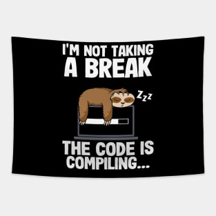 The Code Is Compiling Funny Sloth Programming Nerd Tapestry