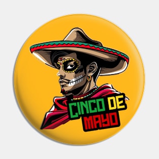 Cinco de mayo mexican man wear sumbrero Pin