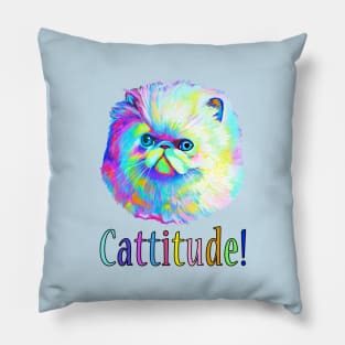 Exotic Cat in Colors: Cattitude! Pillow