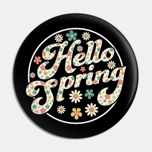 Hello Spring Trendy Easter Daisy Flower Cute Floral Pattern Pin