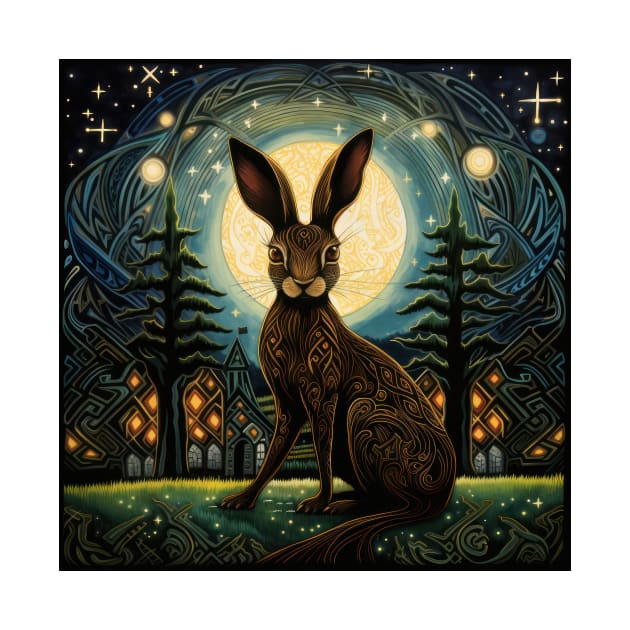 Hare, Pagan Hare, Pagan Art, Moon, Animal, by thewandswant