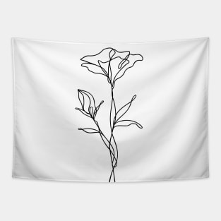 Wildflower Line Art | Floral Botanical Minimalist Lineart Tapestry