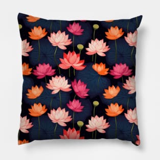 Serenity Blooms: Timeless Lotus Flower Pattern Pillow